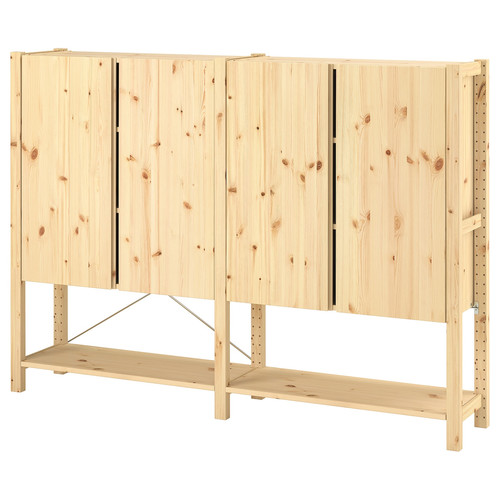 IVAR 2 sections/shelves/cabinet, pine, 174x30x124 cm