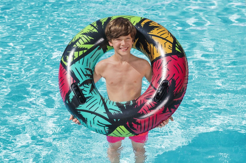 Bestway Inflatable Swim Ring with Handles 91 cm, 1pc, assorted patterns, 10+