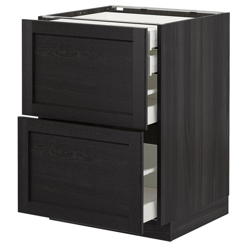 METOD/MAXIMERA Base cb 2 frnts/2 low/1 md/1 hi drw, black/Lerhyttan black stained, 60x61.9x88 cm