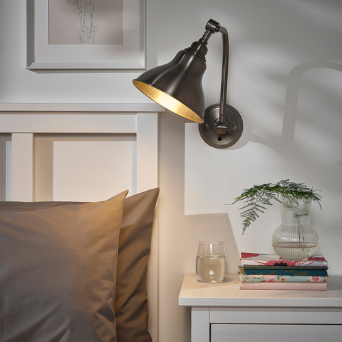 ANKARSPEL Wall lamp, wired-in installation, pewter effect