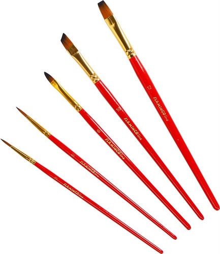 Flamingo Line Set of Paintbrushes Art Collection 5pcs