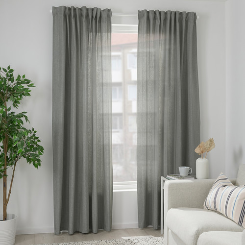 TIBAST Room darkening curtains, 1 pair, dark green, 145x300 cm