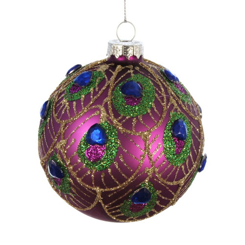 Christmas Bauble Peacock Eye 8 cm, glass