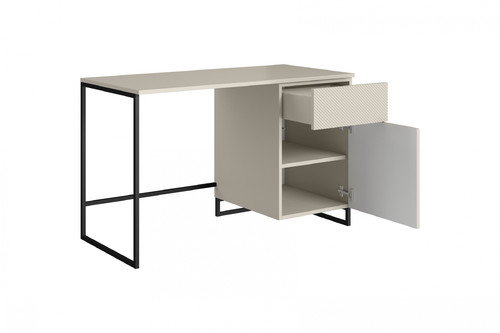 Desk with Drawer Asha 120 cm, cashmere, black frame