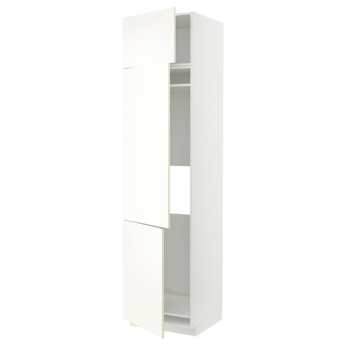 METOD High cab f fridge/freezer w 3 doors, white/Vallstena white, 60x60x240 cm