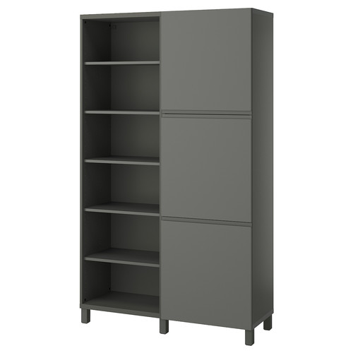 BESTÅ Storage combination with doors, dark grey/Västerviken dark grey, 120x42x202 cm