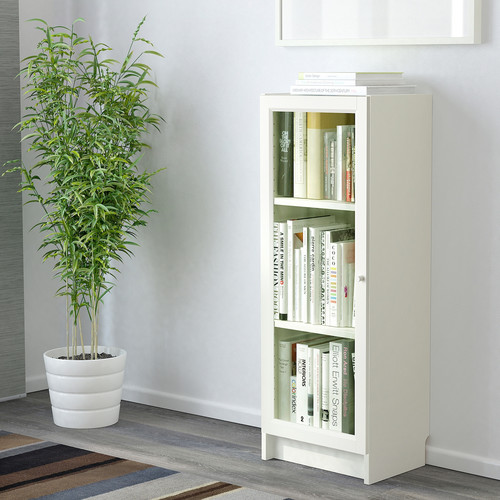 OXBERG Glass door, white, 40x97 cm