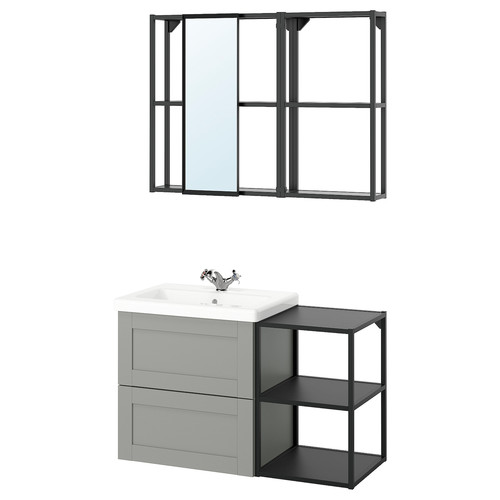 ENHET Bathroom, anthracite/grey frame, 102x43x65 cm