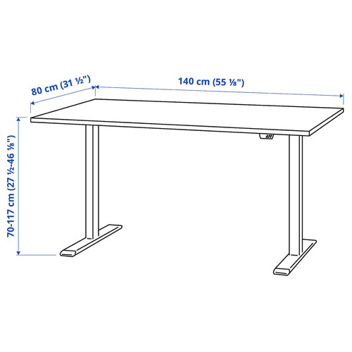 RODULF Desk sit/stand, white, 140x80 cm