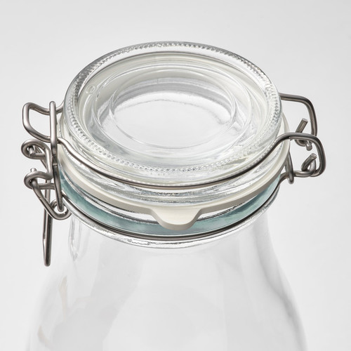 KORKEN Bottle shaped jar with lid, clear glass, 1 l