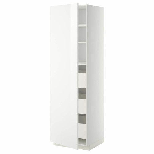 METOD / MAXIMERA High cabinet with drawers, white/Ringhult white, 60x60x200 cm