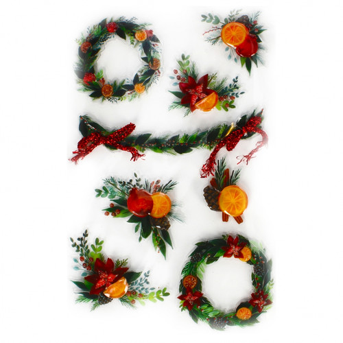 Christmas 3D Decorative Stickers Wreath 8pcs