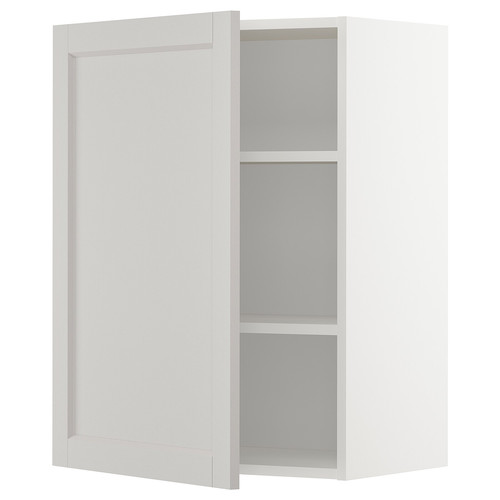 METOD Wall cabinet with shelves, white/Lerhyttan light grey, 60x80 cm