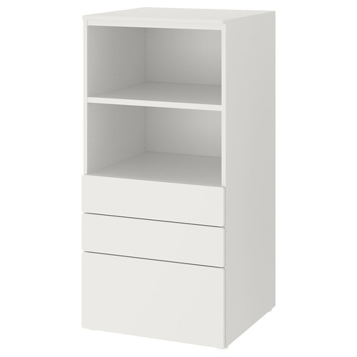 SMÅSTAD / PLATSA Bookcase, white white, with 3 drawers, 60x55x123 cm