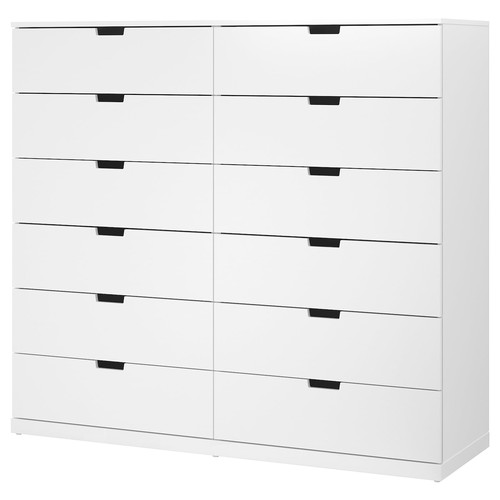 NORDLI Chest of 12 drawers, white, 160x145 cm