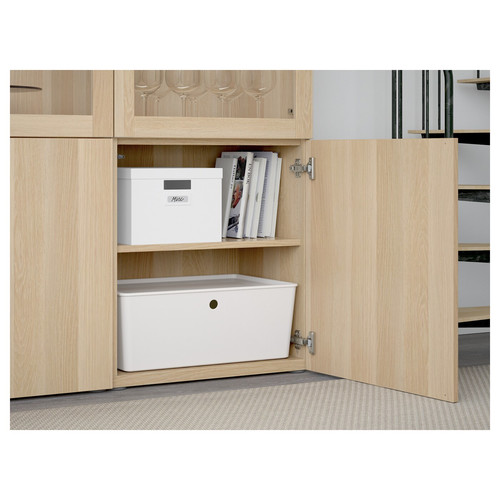 BESTÅ Storage combination w/glass doors, Lappviken, Sindvik white stained oak, clear glass, 120x40x192 cm