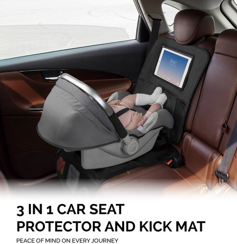 Multifunctional 3in1 Car Seat Protector and Kick Mat