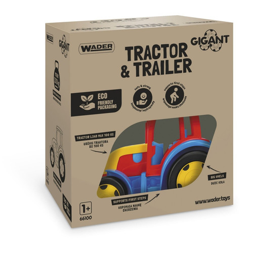 Giant Tractor and Trailer Set 120cm, assorted colours, 12m+