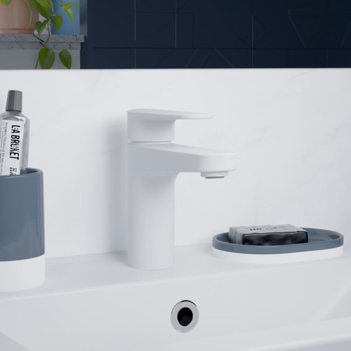 GoodHome Wash-basin Mixer Tap Cavally, matt white