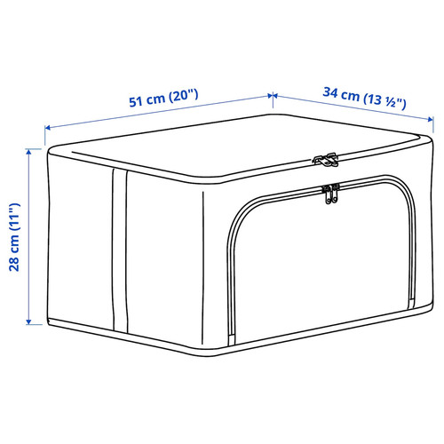HEMMAFIXARE Storage case, fabric striped/white/grey, 34x51x28 cm