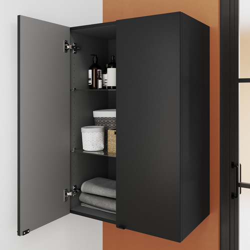 GoodHome Bathroom Wall Cabinet Imandra 60 x 90 x 36 cm, matt black