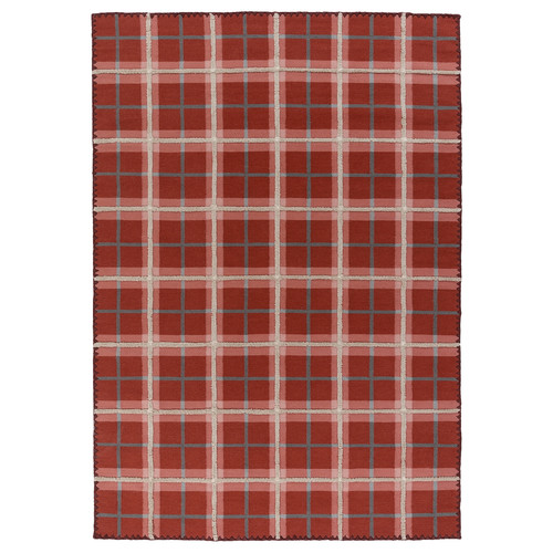 PYSSLINGGRÄS Rug, flatwoven, red check/handmade, 170x240 cm