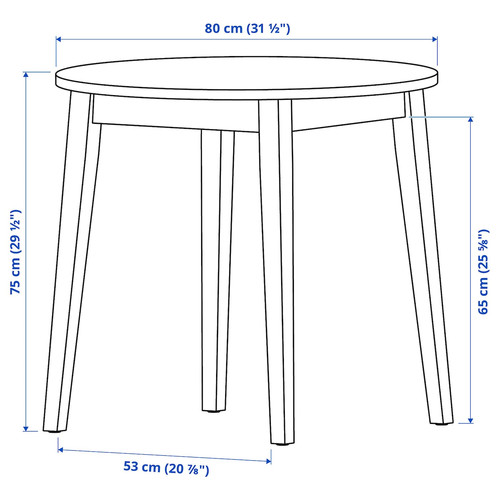 NACKANÄS / EBBALYCKE Table and 2 chairs, acacia/Idekulla beige, 80 cm