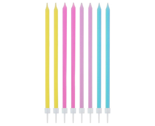 Birthday Candles 14.5x0.6cm 24pcs, pastel colours