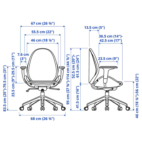 HATTEFJÄLL Office chair with armrests, Gunnared beige/white