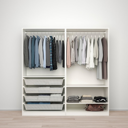 PAX / FARDAL/ÅHEIM Wardrobe combination, high-gloss white/mirror glass, 200x60x201 cm