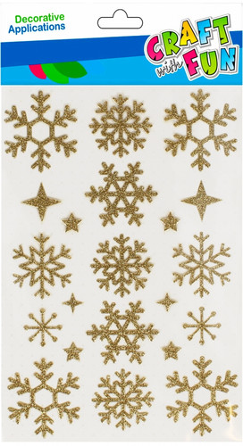 Craft Christmas Self-Adhesive Decoration Set Snowflakes 21pcs, gold