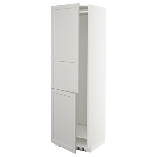 METOD Hi cab f fridge or freezer w 2 drs, white/Lerhyttan light grey, 60x60x200 cm