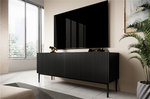 TV Cabinet Nicole 150 cm, matt black/black legs