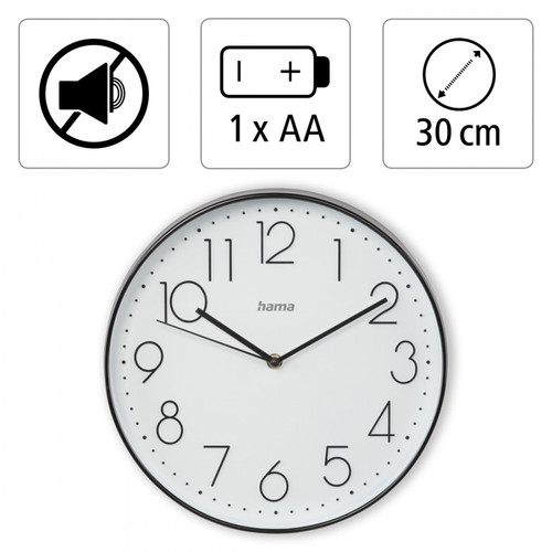 Hama Wall Clock Elegance 30 cm, white/black