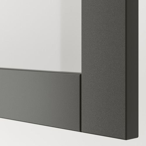 BESTÅ TV storage combination/glass doors, dark grey Lappviken/Sindvik dark grey, 300x42x231 cm