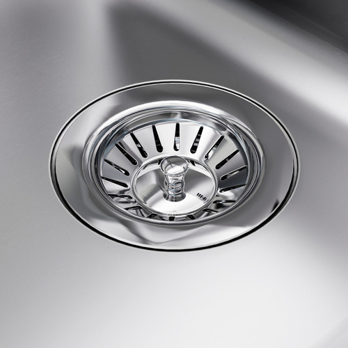 BOHOLMEN Single-bowl inset sink, stainless steel, 45 cm