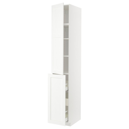 METOD / MAXIMERA Hc w p-o func 3drw/1dr/2shlv, white Enköping/white wood effect, 40x60x240 cm