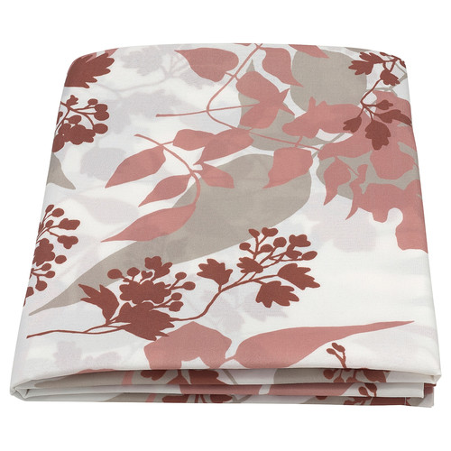 RINGBUK Tablecloth, white beige/red/leaves, 145x240 cm