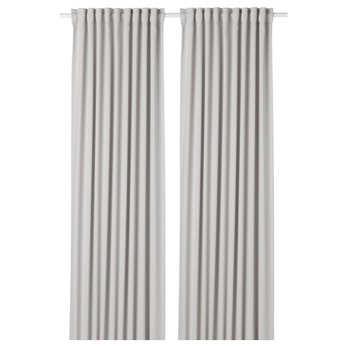 MAJGULL Block-out curtains, 1 pair, light grey, 145x300 cm