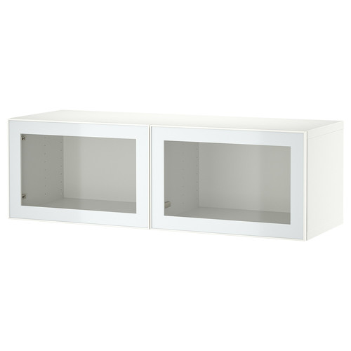 BESTÅ Wall-mounted cabinet combination, white Glassvik/white/light green clear glass, 120x42x38 cm