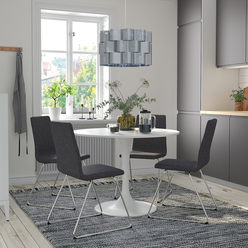 DOCKSTA / LILLÅNÄS Table and 4 chairs, white/chrome-plated Gunnared dark grey, 103 cm