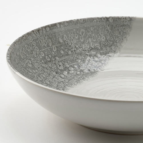 KRUSTISTEL Deep plate, patterned/grey, 19 cm