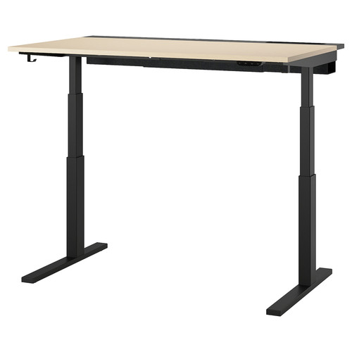 MITTZON Desk sit/stand, electric birch veneer/black, 140x80 cm