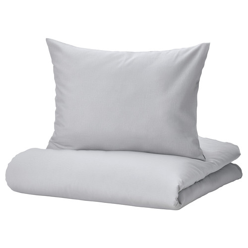 NATTSVÄRMARE Duvet cover and 2 pillowcases, light grey, 200x200/50x60 cm