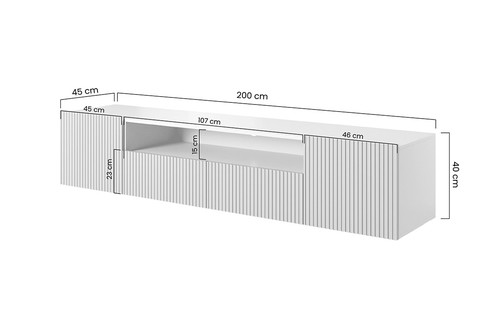 Wall-Mounted TV Cabinet Nicole 200cm, cashmere, matt cashmere