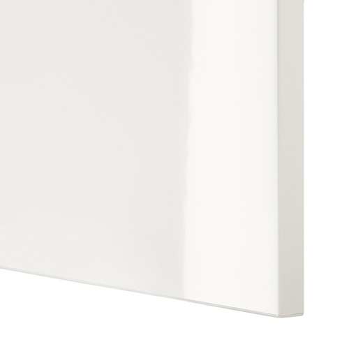 BESTÅ Storage combination with doors, white, Selsviken high-gloss/white, 120x42x65 cm