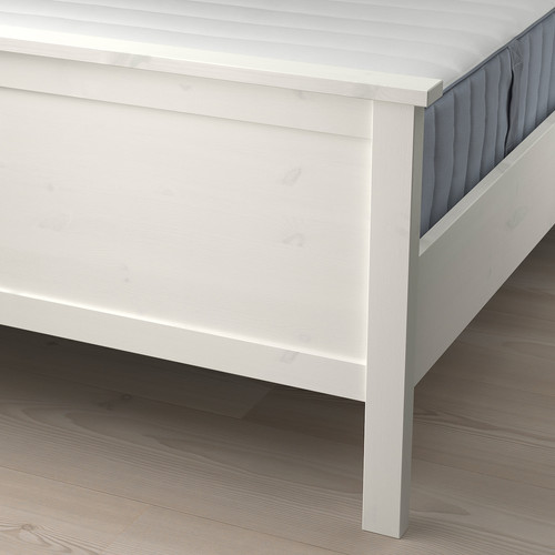 HEMNES Bed frame with mattress, white stain/Valevåg medium firm, 120x200 cm