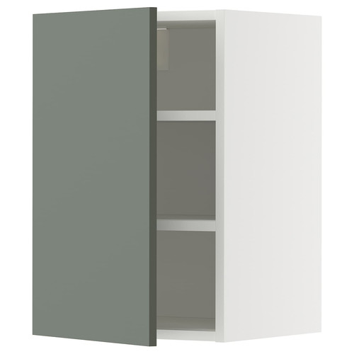 METOD Wall cabinet with shelves, white/Nickebo matt grey-green, 40x60 cm