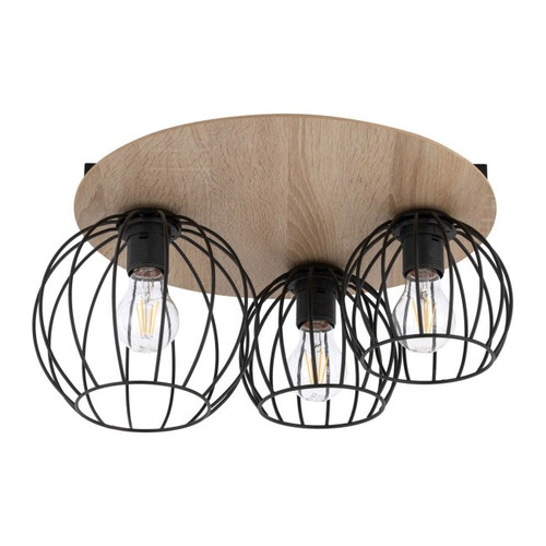 Ceiling Lamp Cyber 3x E27, wood/black