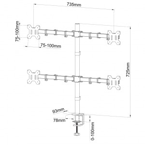 ART Holder for 4 LCD Monitors 13-27" L-04N